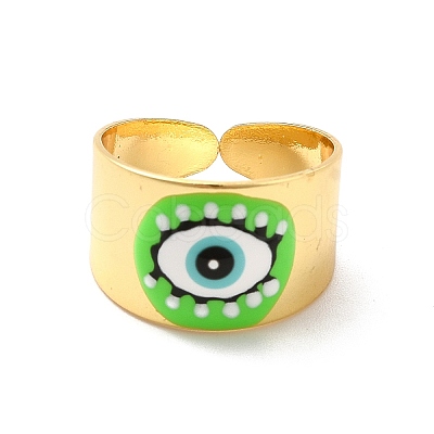 Enamel Horse Eye Open Cuff Rings RJEW-P042-01G-01-1