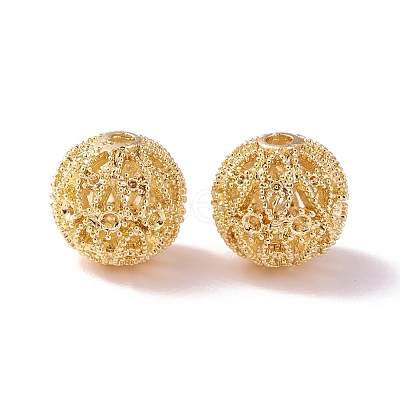 Brass Hollow Round Beads KK-P226-05CG-1