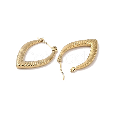 Leaf 201 Stainless Steel Half Hoop Earrings for Women EJEW-G385-23G-1