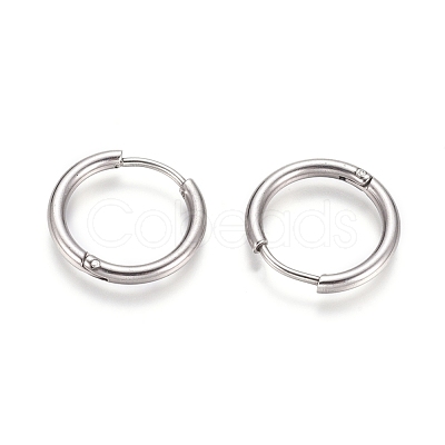 Tarnish Resistant 202 Stainless Steel Huggie Hoop Earrings EJEW-F111A-17mm-P-1