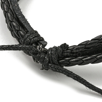 PU Imitation Leather Cord Triple Layer Multi-strand Bracelets BJEW-P329-04AS-1