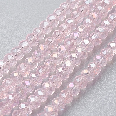 Electroplate Glass Beads Strands X-EGLA-F124-FR-B05-1