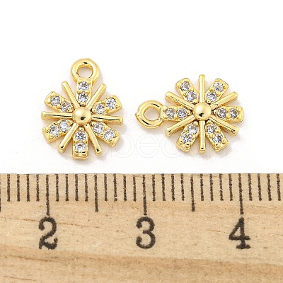 Brass Micro Pave Clear Cubic Zirconia Charms KK-Z044-16G-1