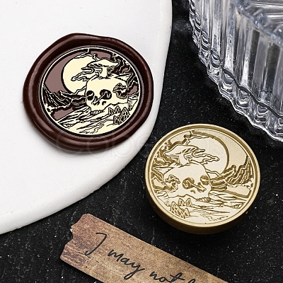 Halloween Theme Golden Tone Brass Wax Seal Stamp Head AJEW-O001-11G-1