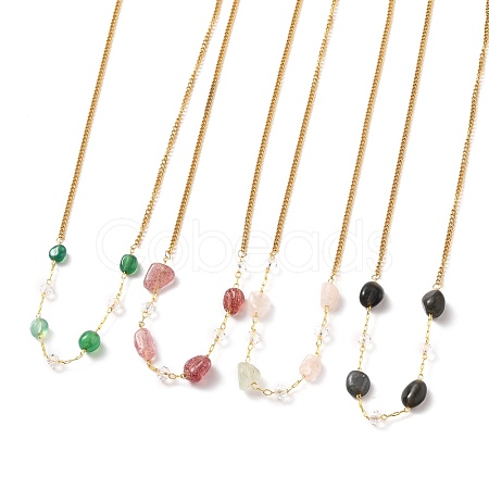 Nuggets Natural Gemstone Beaded Necklaces NJEW-JN03200-1-1