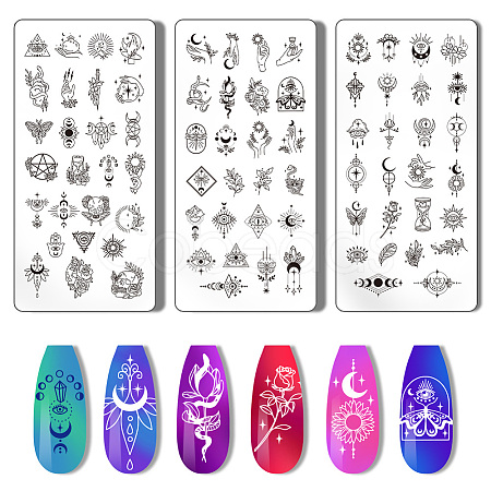 Stainless Steel DIY Nail Art Templates MRMJ-WH0092-012-1