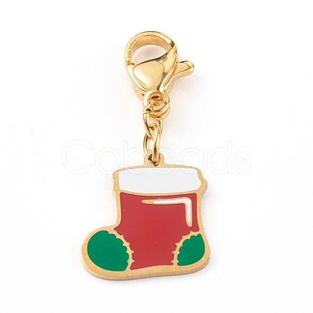 Christmas Themed 316 Surgical Stainless Steel Enamel Charms HJEW-JM00458-05-1