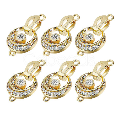 CHGCRAFT  6Pcs Brass Fold Over Clasp with Crystal Rhinestone KK-CA0002-69A-1