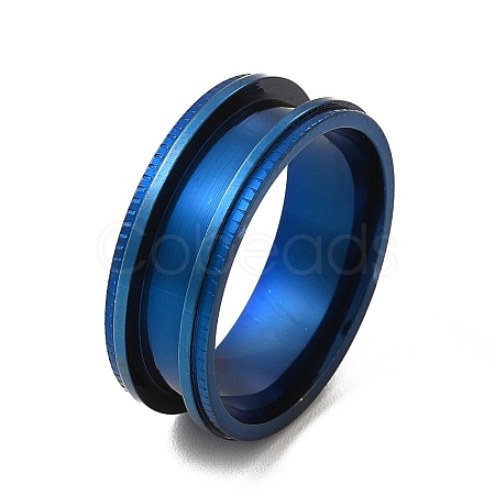 201 Stainless Steel Grooved Finger Ring Settings STAS-P323-10BL-1
