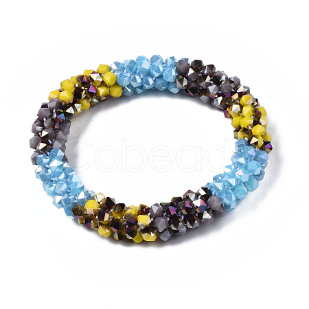 Bling Glass Beads Braided Stretch Bracelet BJEW-S144-004B-1