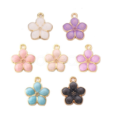 Light Gold Plated Alloy Enamel Pendants ENAM-R136-17-1