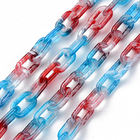 Two Tone Spray Painted Handmade Transparent Acrylic Cable Chains TACR-T022-01W-1