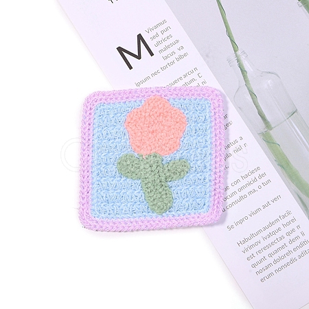 Flower Shape Towel Embroidery Style Cotton Iron on/Sew on Patches PW-WG435E5-03-1