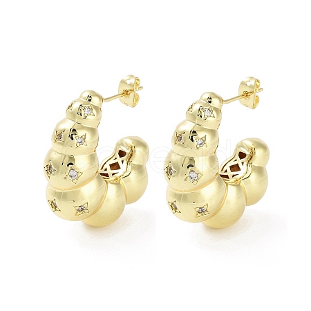 Rack Plating Brass Micro Pave Cubic Zirconia Studs Earrings EJEW-B047-05G-05-1