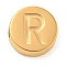 Ion Plating(IP) 304 Stainless Steel Beads, Flat Round with Letter, Golden, Letter R, 8x3mm, Hole: 1.6mm