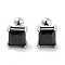 Square 316 Surgical Stainless Steel Pave Cubic Zirconia Cartilage Earrings for Women Men, Stainless Steel Color, Black, 8x8mm