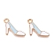 Alloy Enamel Pendants, Light Gold, Lead Free & Cadmium Free, High Heeled Shoes Charm, Light Sky Blue, 19.5x10x1mm, Hole: 1.6mm