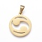 304 Stainless Steel Pendants, Laser Cut, Ring with Magatama, Golden, 18x16.5x1.1mm, Hole: 3x5mm