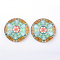 Glass Cabochons, Half Round/Dome, Kaleidoscope Pattern, Aquamarine, 12x4mm