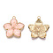 Alloy Enamel Pendants, Light Gold, Cadmium Free & Nickel Free & Lead Free, Flower, Misty Rose, 27.5x25.5x3.5mm, Hole: 2mm