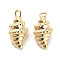 Brass Charms, Spiral shell, Real 18K Gold Plated, 13.5x7x6.5mm, Hole: 1.4mm