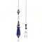 Natural Lapis Lazuli Cone Dowsing Pendulum Big Pendants, with Meatl Woven Net/Web with Feather, Pendant: 68x16mm