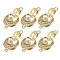 CHGCRAFT  6Pcs Brass Fold Over Clasp with Crystal Rhinestone, Crescent Moon, Golden, moon: 16.5x14x3.5mm, hole: 1.5mm, clasp: 12.5x4.5x5mm, hole: 1.8mm,