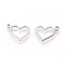 Tarnish Resistant 304 Stainless Steel Open Charms, Heart, Stainless Steel Color, 10x14x0.8mm, Hole: 1mm