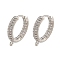 Rack Plating Brass Micro Pave Clear Cubic Zirconia Hoop Earrings Findings, Long-Lasting Plated, Lead Free & Cadmium Free, Round Ring, Platinum, 19x16x3.5mm, Hole: 1.4mm, Pin: 0.8mm