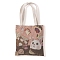 Cat Pattern Canvas Women's Tote Bags, Shoulder Bags for Shopping, Rectangle, Pink, 37x33cm