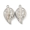 Non-Tarnish 304 Stainless Steel Pendants, Leaf Charm, Stainless Steel Color, 24x13x5mm, Hole: 1.5mm