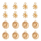 ARRICRAFT 16Pcs 2 Style Brass Charms, Flower, Real 14K & 18K Gold Plated, 11~14.5x8.5~12x2~4mm, Hole: 1.2~1.5mm, 8pcs/style