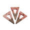 Walnut Wood Pendants, Resin and Gold foil, Triangle, Light Coral, 45x30x3.5mm, Hole: 2mm