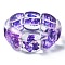 Dyed Natural Selenite & Synthetic Opal Stretch Bracelets, Epoxy Resin Domino Bracelets for Women, Dark Violet, Inner Diameter: 2-3/8 inch(6.1cm)