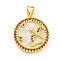 Brass Micro Pave Clear Cubic Zirconia Pendants, with Shell, Real 18K Gold Plated, Sagittarius, 19x16.8x3mm, Hole: 4x3.5mm