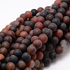 Dyed Frosted Natural Agate Round Beads Strands G-E322B-8mm-01-1