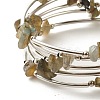 5-Loop Natural Labradorite Chip Beaded Wrap Bracelets for Women BJEW-JB01517-07-4