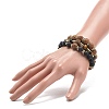 3Pcs 3 Style Natural Rudraksha & Tiger Eye & Lava Rock Beaded Stretch Bracelets Set BJEW-JB09024-3