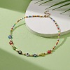 Natural Pearl & Millefiori Glass Flower & Seed Beaded Necklace for Women NJEW-JN04299-5