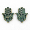 Zinc Alloy Hamsa Hand/Hand of Fatima/Hand of Miriam with Eye Pendants X-PALLOY-R065-028-FF-1