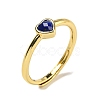 Heart Natural Lapis Lazuli Adjustable Rings RJEW-Q818-02G-03-2