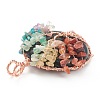 Natural & Synthetic Gemstone Pendants with Rose Gold Brass Findings with Mixed Stone Chips G-J392-01-4