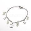 Moon & Star Stainless Steel Gemstone Charm Bracelets BJEW-JB01935-2