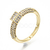 Adjustable Brass Micro Pave Clear Cubic Zirconia Finger Rings RJEW-S045-049G-NR-1