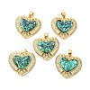 Rack Plating Brass Micro Pave Cubic Zirconia with Synthetic Opal Pendants KK-D088-08G-1