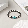 Dyed Synthetic Turquoise(Dyed) Tortoise & Natural Lava Rock Beaded Stretch Bracelet for Women BJEW-JB09229-02-5