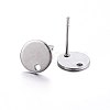 Non-Tarnish 201 Stainless Steel Flat Plate Stud Earring Findings STAS-P210-48P-01-2