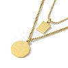 Flat Round & Rectangle with Word Good Luck Pendant Double Layered Necklace NJEW-F298-11G-1