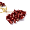 Wire Wrapped Chips Natural Red Jasper Big Pendant Decorations HJEW-H057-03F-5