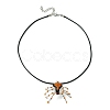 Braided Glass Seed Bead Spider Pendant Necklaces NJEW-MZ00036-02-4